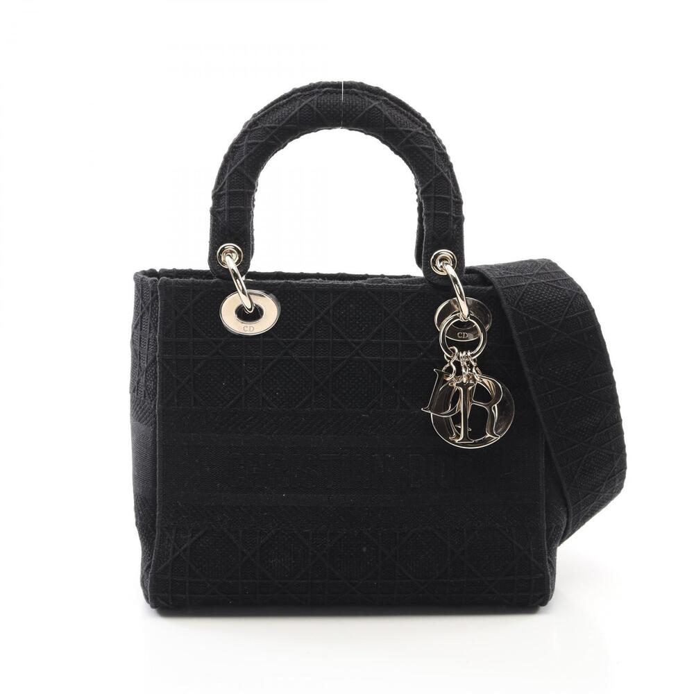 Dior LADY LITE Cannage Handbag Canvas Black